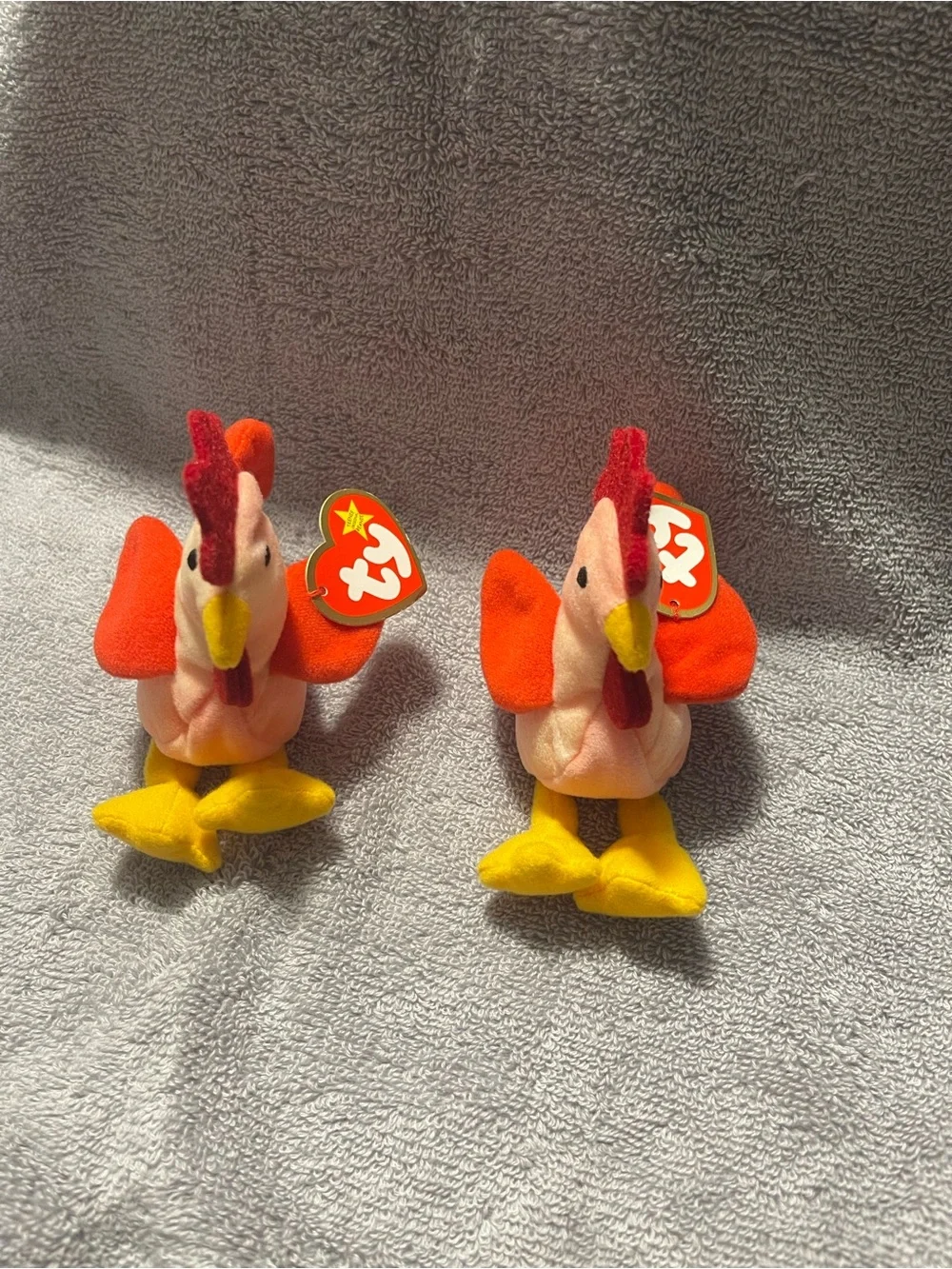 Ty Plush Rooster Pair - Red, Orange & Yellow “Strut the rooster” 🐔 🐓